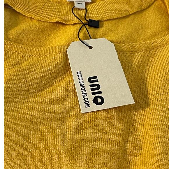 Uniq Women's Lightweight Long Sleeve Mustard Yellow Knit Sweater M/L NWT - Picture 6 of 8